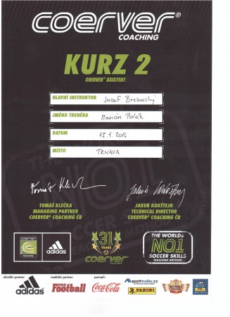 certifikát Coerver Asistent